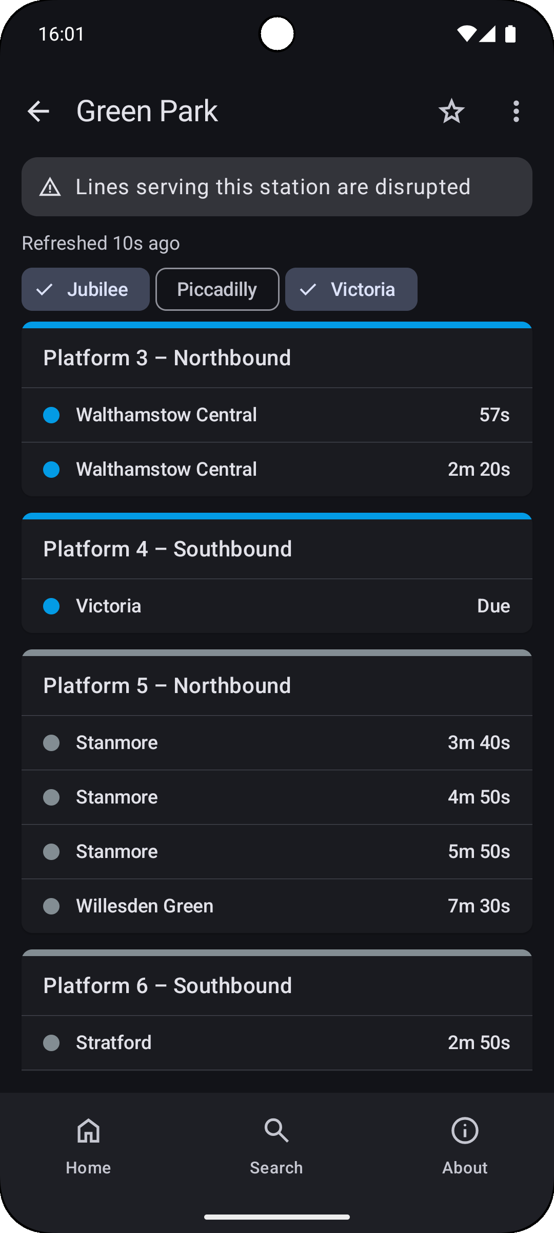 Arrivals at Green Park