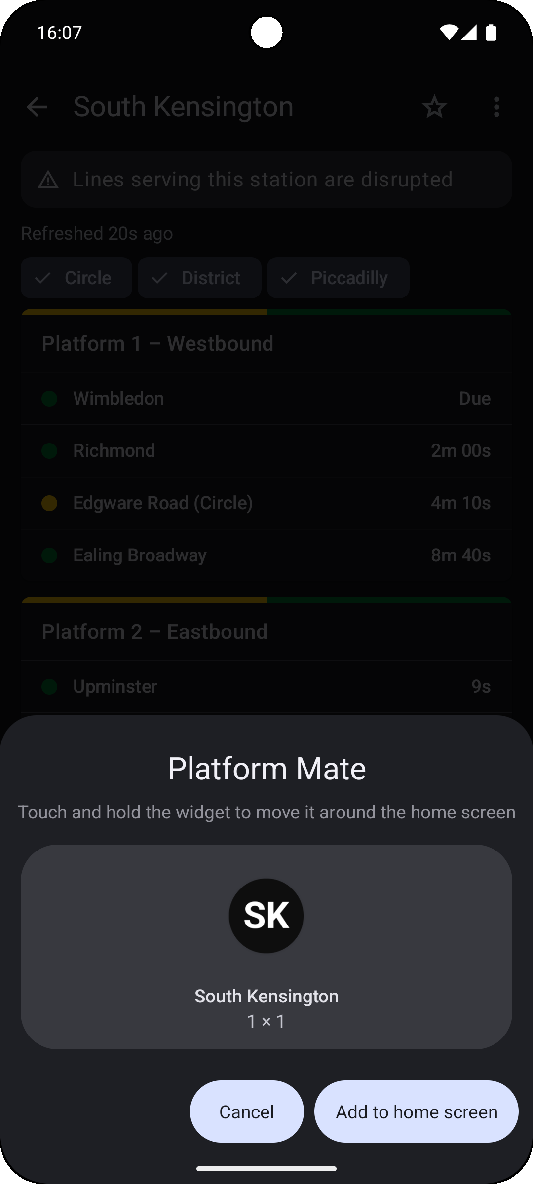 Add station to home screen Add station to home screen